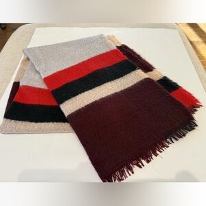 Express Striped  Scarf - Red, Black, Gray, and Beige